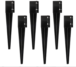 lot 331 image: 6 Pcs Fence Post Anchor Ground Spike 4x4 Metal Post Stake 24 Inch for Mailbox Deck Railing Black