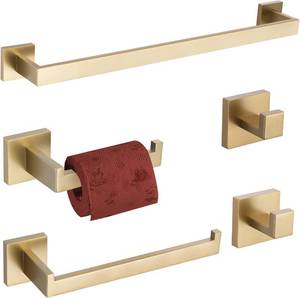 lot 127 image: TURS 5-Pieces Bathroom Hardware Accessories Set Stainless Steel Brushed Gold