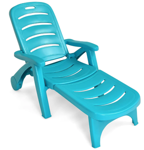 lot 54 image: Giantex Patio Chaise Lounge Recliner on Wheels