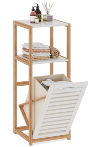 lot 133 image: Aboxoo Tilt-Out Laundry Hamper Freestanding Clothes Basket Shelf & Removable Liner