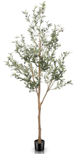 lot 143 image: Lyerse Artificial Olive Tree Tall Potted Olive Silk Tree with Planter