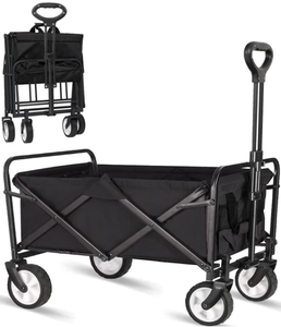 lot 238 image: iHomey Collapsible Folding Outdoor Utility Wagon, Beach Wagon Cart with All Terrain Wheels & Drink Holders