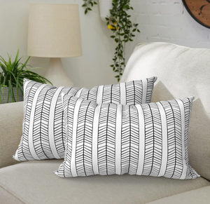 lot 261 image: 2PCS DYTXIII Waterproof Outdoor Lumbar Pillow with Inserts, Rectangle Decorative Patio Throw Pillow for Home
