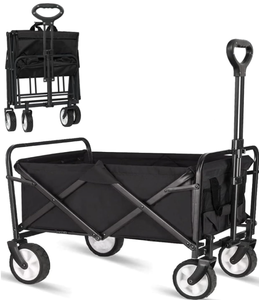 lot 417 image: iHomey Collapsible Folding Outdoor Utility Wagon, Beach Wagon Cart with All Terrain Wheels & Drink Holders