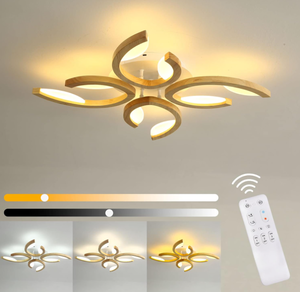 lot 447 image: Bobopai LED Wooden Ceiling Light, Dimmable Ceiling Lights with Remote Control