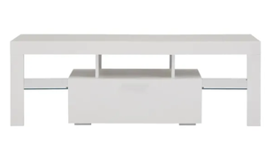 lot 466 image: WHITE Modern TV Stand with High Glossy Front TV Cabinet
