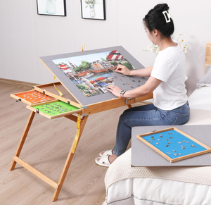 lot 477 image: Puzzle Table 1500 Pieces Portable Puzzle Table with Drawers