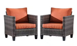 lot 494 image: 2PCS XIZZI Megon Holly Gray Stationary Wicker Outdoor Patio Lounge Chairs
