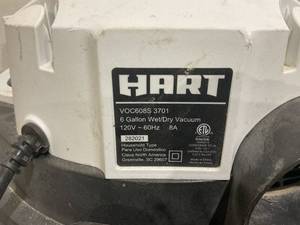 lot 283 image: HART 6 Gal Stainless Steel WetDry Vacuum - Powerful 5HP Cleaner
