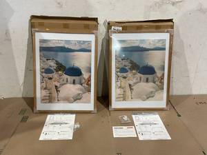 lot 140 image: 2PCS Axeman Poster Frame with Mat for 16x20, Solid Oak Wood Picture Frame