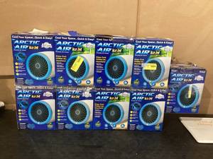 lot 462 image: LOT OF 9 Arctic Air Ice Jet Personal Air Cooler, 3-Speed Room Cooler with Reusable Ice Packs