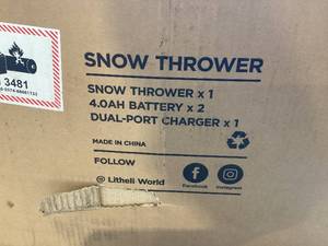 lot 504 image: Litheli 2x20V Cordless Snow Blower, 20 Single Stage Battery Powered Snow Blower with Brushless Motor