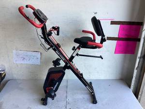 lot 509 image: Pooboo Folding Magnetic Exercise Bike Indoor Cycling Bikes Upright Stationary Bicycle
