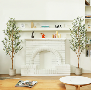 lot 502 image: 2 Pack 6 ft Artificial Olive Plants with Realistic Leaves and Natural Trunk