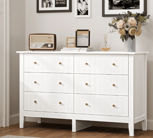 lot 193 image: Homfa 6 Drawer Double White Dresser for Bedroom