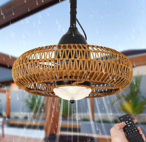 lot 44 image: Airposta 220V Waterproof Outdoor Ceiling Fan with Lights Remote Control