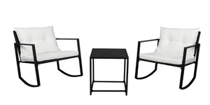 lot 57 image: 3PCS Ktaxon Rocking Wicker Patio Bistro Set Chairs Set Iron Frame