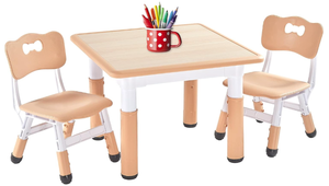 lot 70 image: 3PCS FUNLIO Kids Table and 2 Chairs Set, Height Adjustable Toddler Table and Chair Set for Ages 3-8