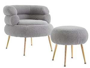 lot 158 image: 2PCS HOOMHIBIU Accent Chair with Ottoman Velvet Armchair Upholstered Chair
