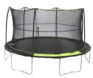 lot 562 image: JumpKing Trampoline with Safety Enclosure, 200lb Weight Limit Black Lime Green