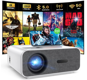 lot 588 image: Hompow 4K Support Projector with Wifi and Bluetooth, HOMPOW Mini Portable Projectors for Outdoor Home Movie