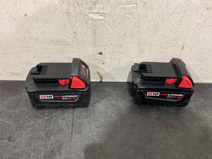 lot 36 image: LOT OF 2 Milwaukee 48-11-1850 M18 Redlithium 5.0Ah Battery