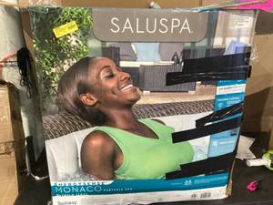 lot 583 image: Bestway SaluSpa St Moritz Large Round AirJet 7 Person Inflatable Hot Tub Portable Outdoor Spa