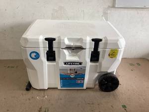 lot 531 image: Lifetime 55 Quart High Performance Cooler with Wheels
