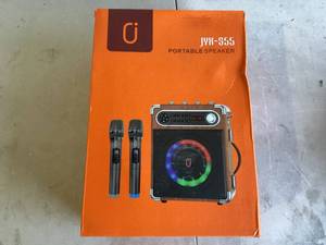 lot 604 image: JYX Karaoke Machine with Two Wireless Microphones, Portable Bluetooth Speaker with BassTreble Adjustment