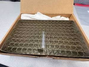 lot 25 image: 144 - 2 Dram Vials Shell Vials Short Style 60 x 17 mm Mercer Glass New York