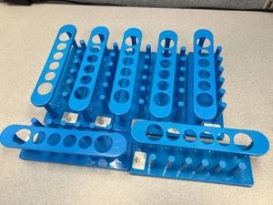 lot 44 image: Test Tube Racks, 6 Places, Blue Plastic