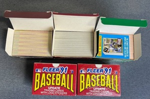 lot 30 image: 1989, 1990, 1991 Topps Traded Baseball Sets with 1991 Fleer Update Baseball Sets - Griffey, Randy Johnson, Deion Sanders, and More