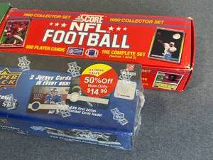 lot 34 image: 2008 Upper Deck Football Factory Sealed Set1990 Score Football Complete Set1990 Pro Set Football Hobby Box (Sealed)