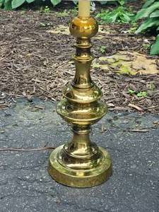 lot 93 image: Polished Brass Candlestick Lamp
