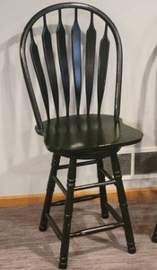 lot 29 image: Classic Windsor Back Swivel Counter Chair Pair - Black
