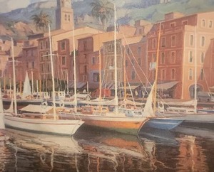 lot 80 image: Beautiful Fine Art Nautical Print - Pascual Bueno - Porto Fino