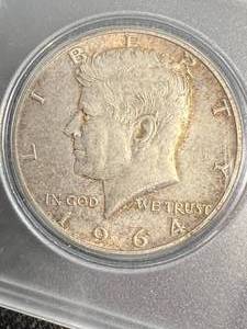 1964-D US KENNEDY HALF DOLLAR IN CASE