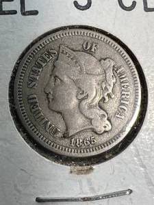 1865 US 3 CENT NICKEL