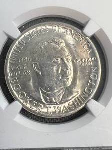 1946 US BOOKER T. WASHINGTON HALF DOLLAR NGC MS64