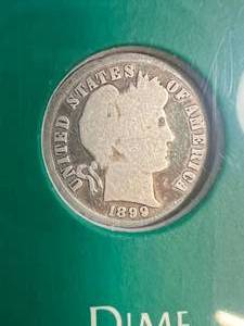 1899 US BARBER DIME IN CASE