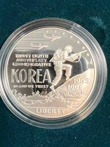 US KOREAN WAR PROOF MEMORIAL SILVER DOLLAR