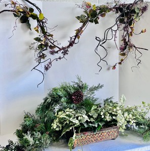 lot 25 image: Faux Greeneries in Container, Garland and More