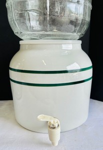 lot 95 image: Two 3 Gallon Carboy Glass Water Dispenser and One Base