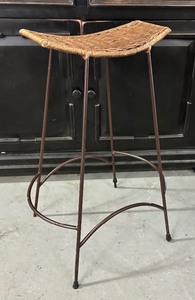 lot 54 image: Metal Stool with Woven Seat