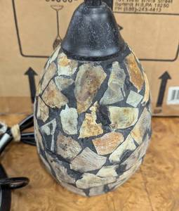 lot 49 image: Three Mosaic Stone Hanging Pendant Light Fixtures
