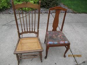 lot 21 image: Pair of Vintage Wood Spindle back r...