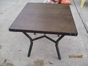 lot 47 image: Square rustic style Metal framed wo...
