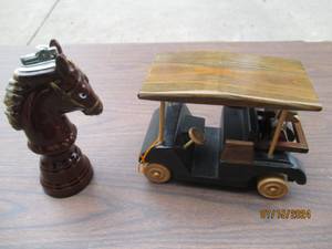 lot 77 image: Vintage carved wooden golf cart mod...