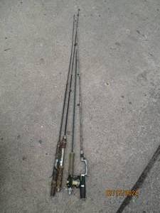 lot 97 image: (4) Vintage fishing rods- one pole ...