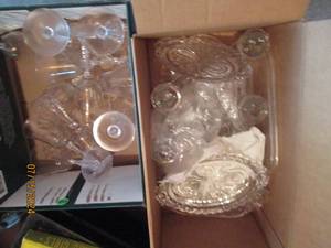 lot 183 image: Cut Glass serving pieces, stemware,...